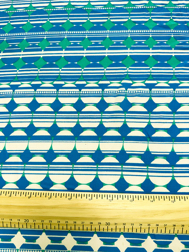 Blue Multi Color Dot Diamond Print Georgette Fabric - Image 2