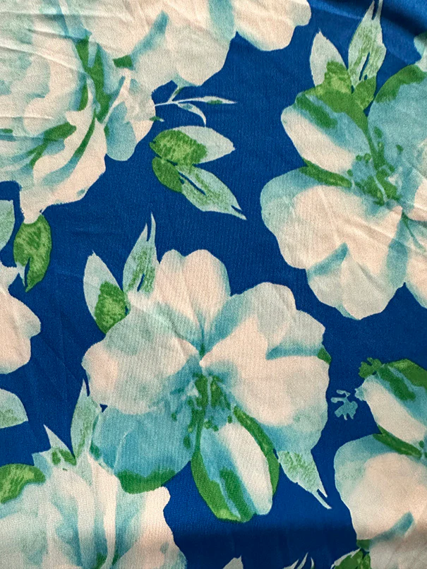Blue Multi Floral Print ITY Jersey Knit Fabric - Image 2