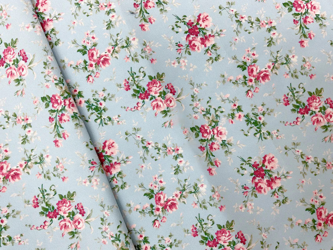Blue-Multi Floral Printed Board Short Woven Fabric - Image 2
