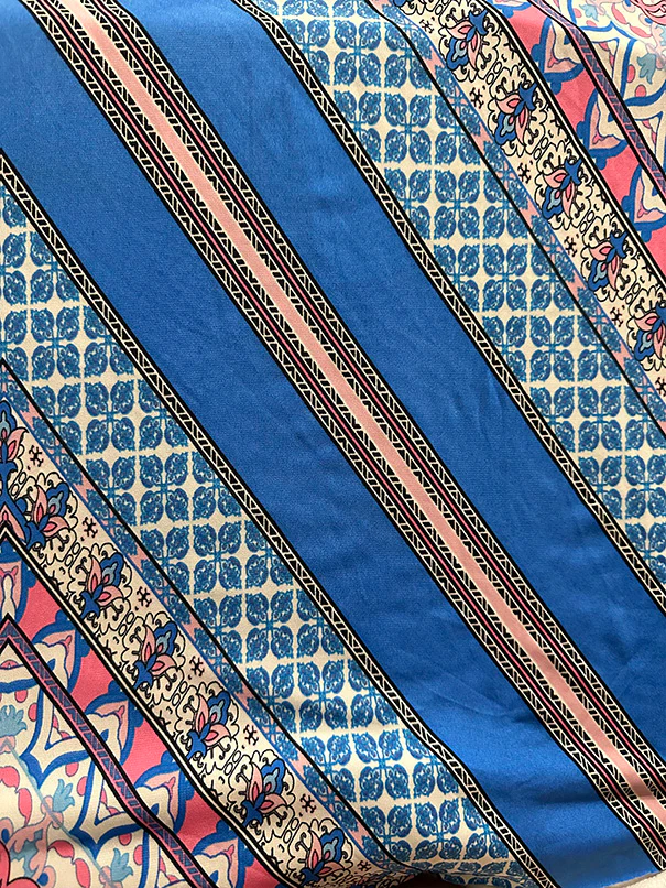 Blue Multi Geometric Print ITY Jersey Knit Fabric - Image 2