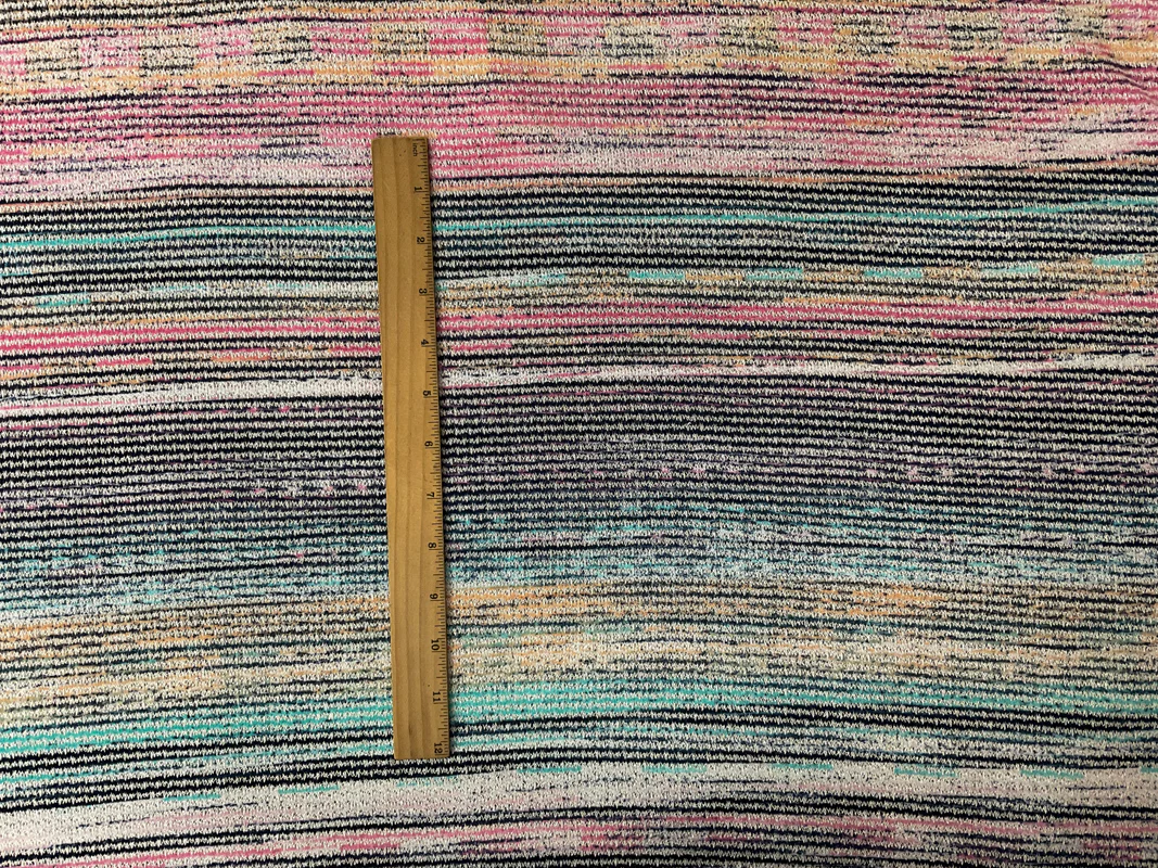 Blue-Multi Poly Blend Stripe Stretch Jersey Sweater Knit Fabric - Image 3