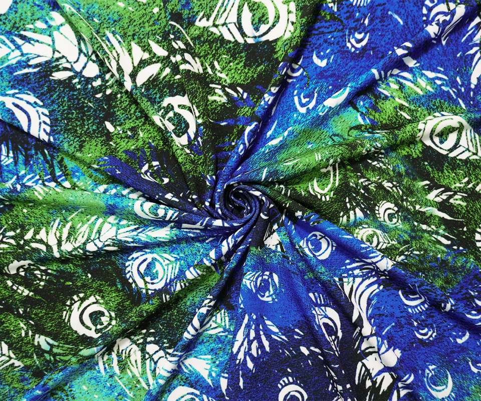 Blue-Multi Poly Stretch Abstract Print ITY Jersey Knit Fabric - Image 2