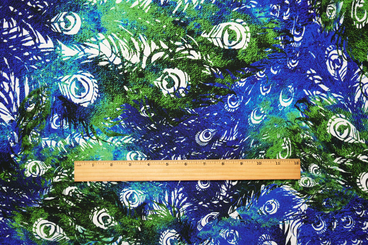 Blue-Multi Poly Stretch Abstract Print ITY Jersey Knit Fabric - Image 3