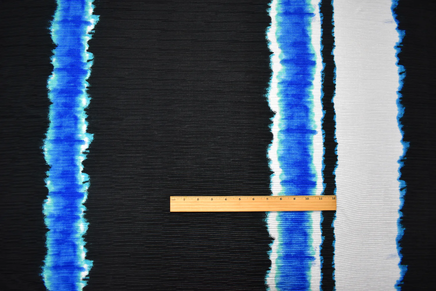 Blue-Multi Poly Stretch Spandex Tie Dye Print Pleated Interlock Knit Fabric - Image 4