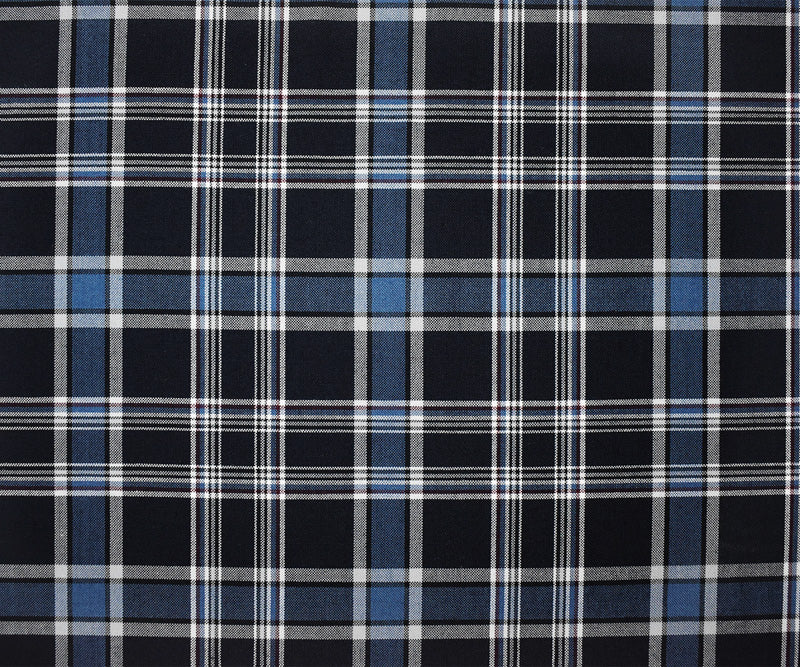 Blue-Multi Poly Wool Japanese Plaid Twill Woven Suiting Fabric - Image 4