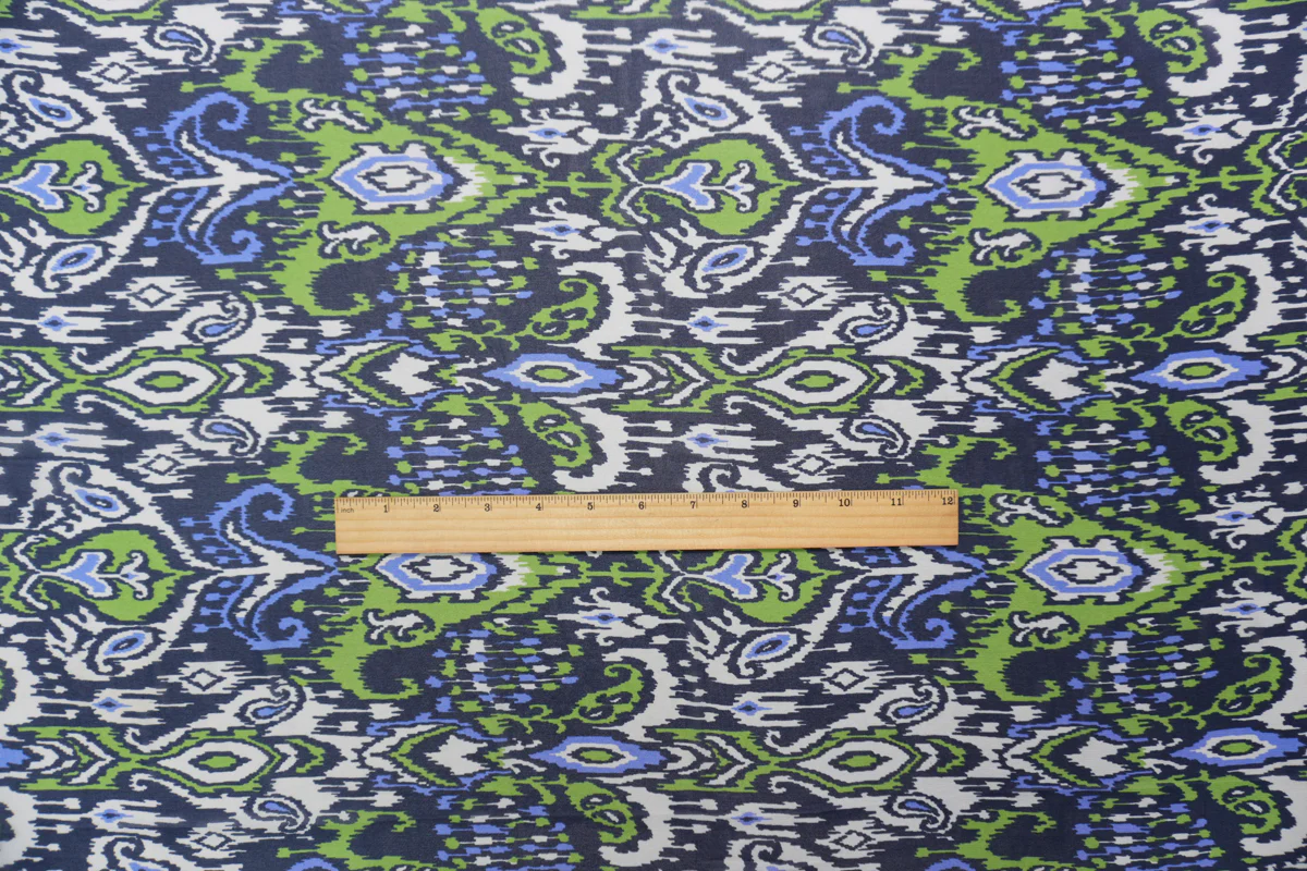 Blue-Multi Silk Ikat Printed Chiffon Woven Fabric - Image 5