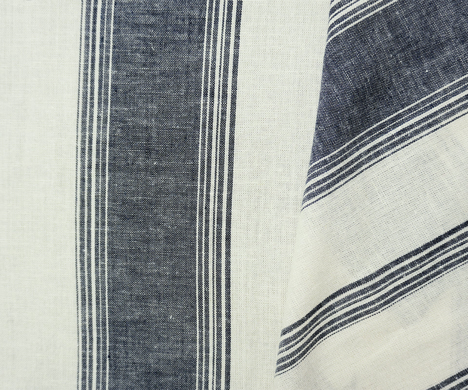 Blue-Off-White Famous Maker Rayon Blend Stripe Woven Fabric - Image 2
