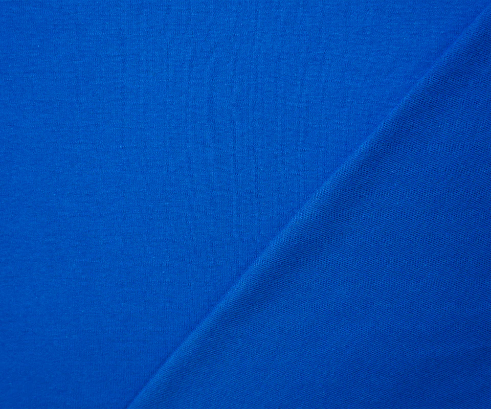 Blue Organic Cotton Solid 1X1 Rib Knit Fabric - Image 2