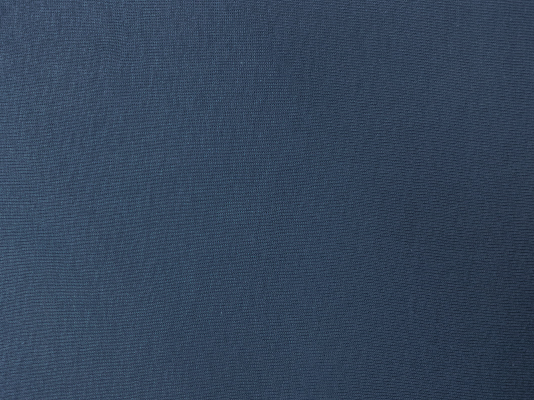 Blue Organic Cotton Solid 1X1 Rib Knit Fabric - Image 3