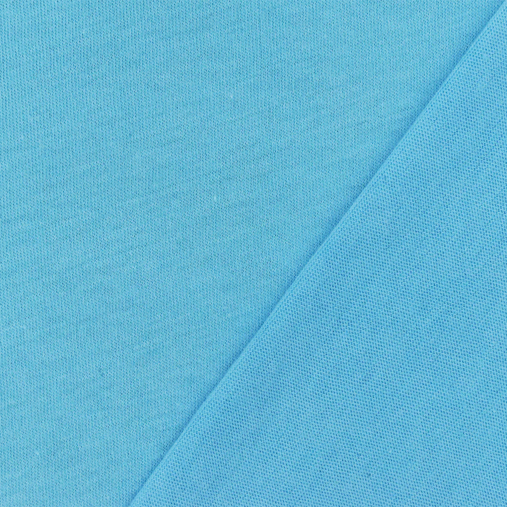 Blue Organic Cotton Stretch Spandex Solid Jersey Knit Fabric - Image 2