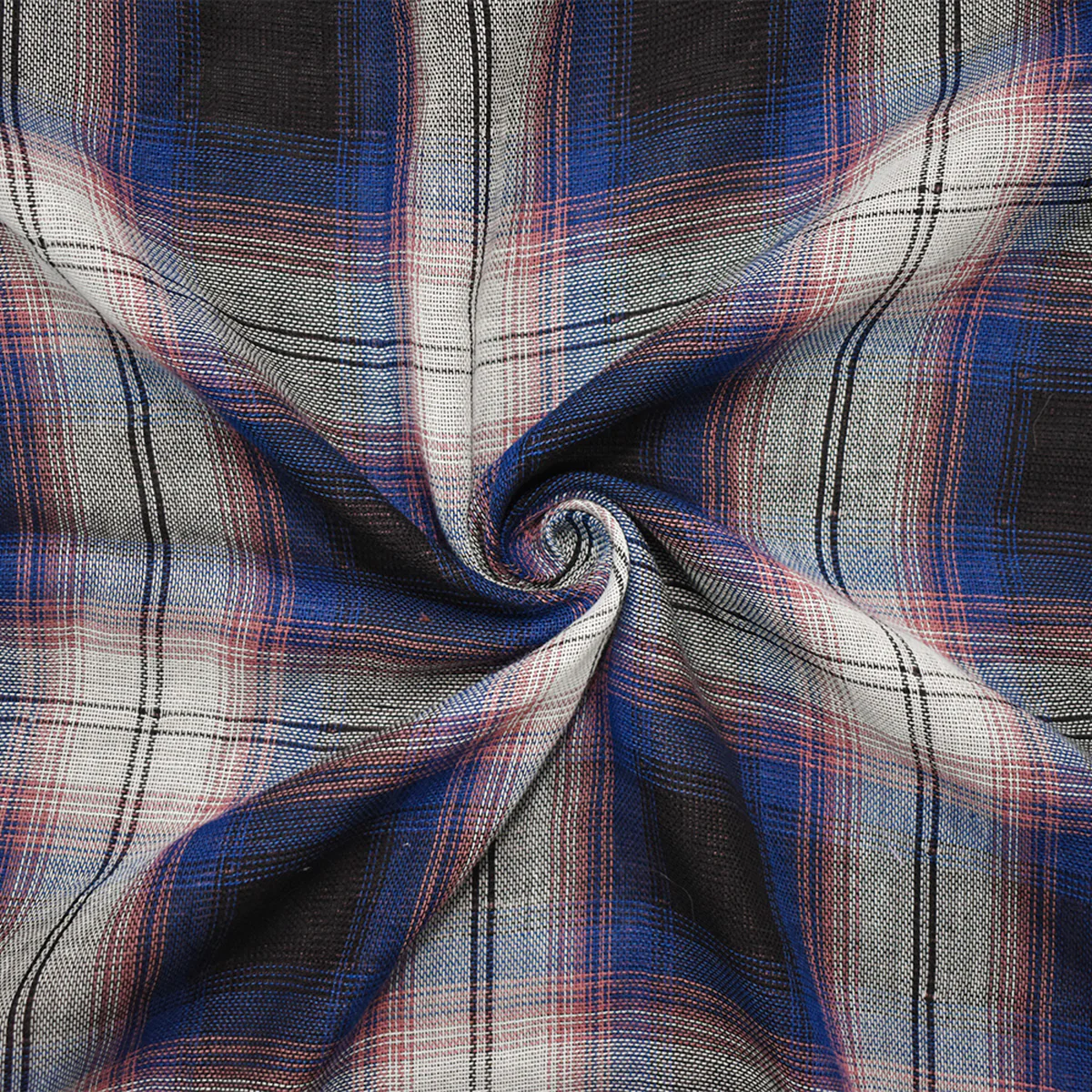 Blue-Pink-Multi Famous Maker Cotton Plaid Double Gauze Woven Fabric