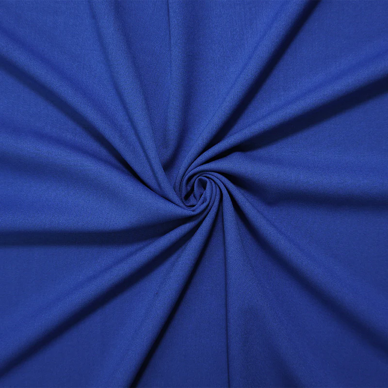 Blue Poly Rayon Spandex Stretch Solid Woven Suiting Fabric