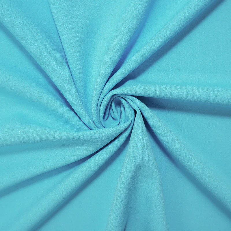 Blue Poly Rayon Spandex Stretch Solid Woven Suiting Fabric