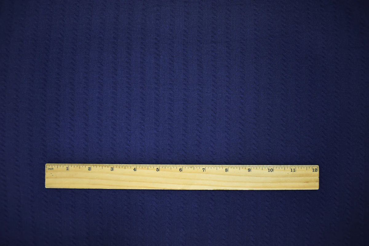 Blue Poly Spandex Stretch Cable Texture Knit Fabric - Image 4