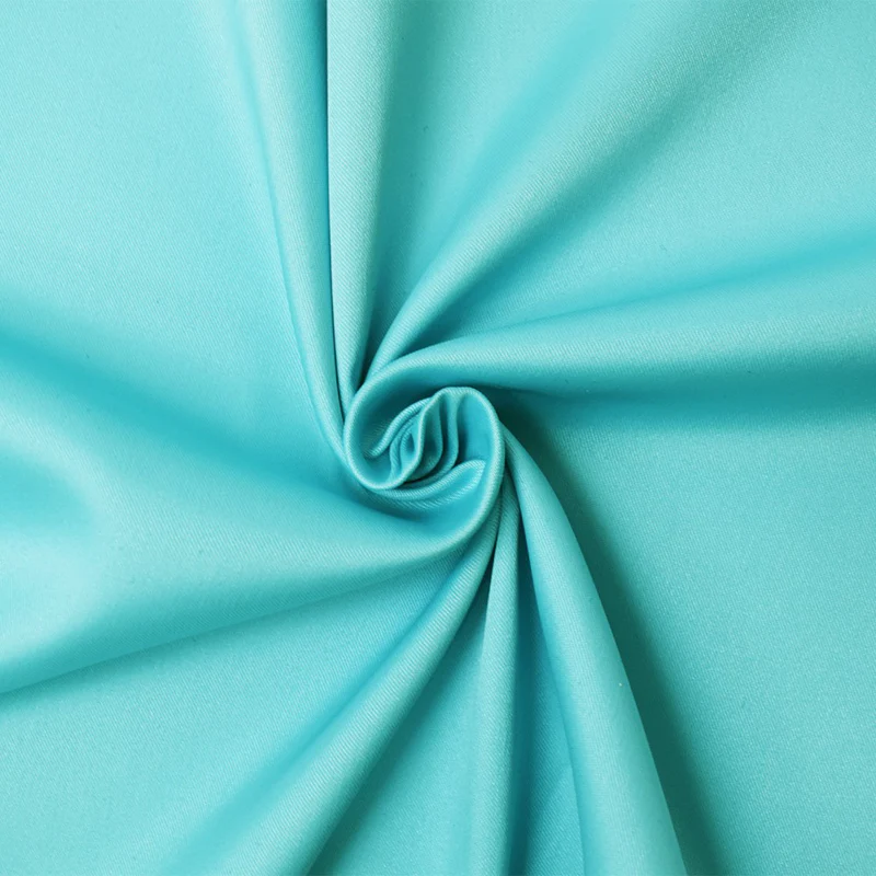 Blue Poly Spandex Stretch Solid Stretch Lamour Woven Fabric