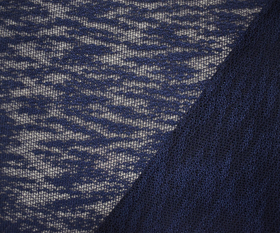 Blue Poly Spandex Stretch Texture Slub Sweater Knit Fabric - Image 2