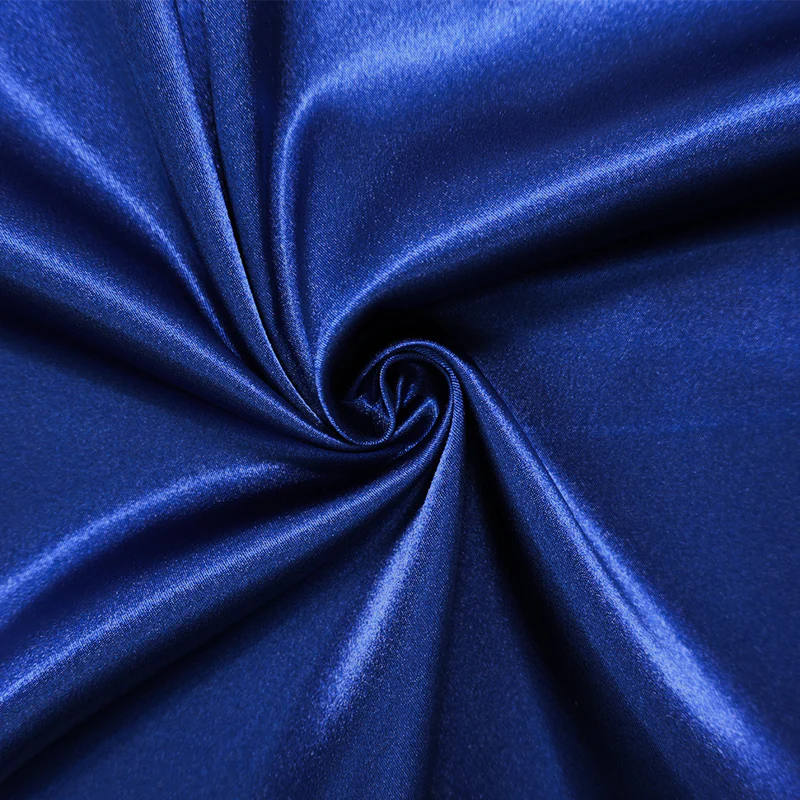 Blue Poly Stretch Satin Woven Fabric