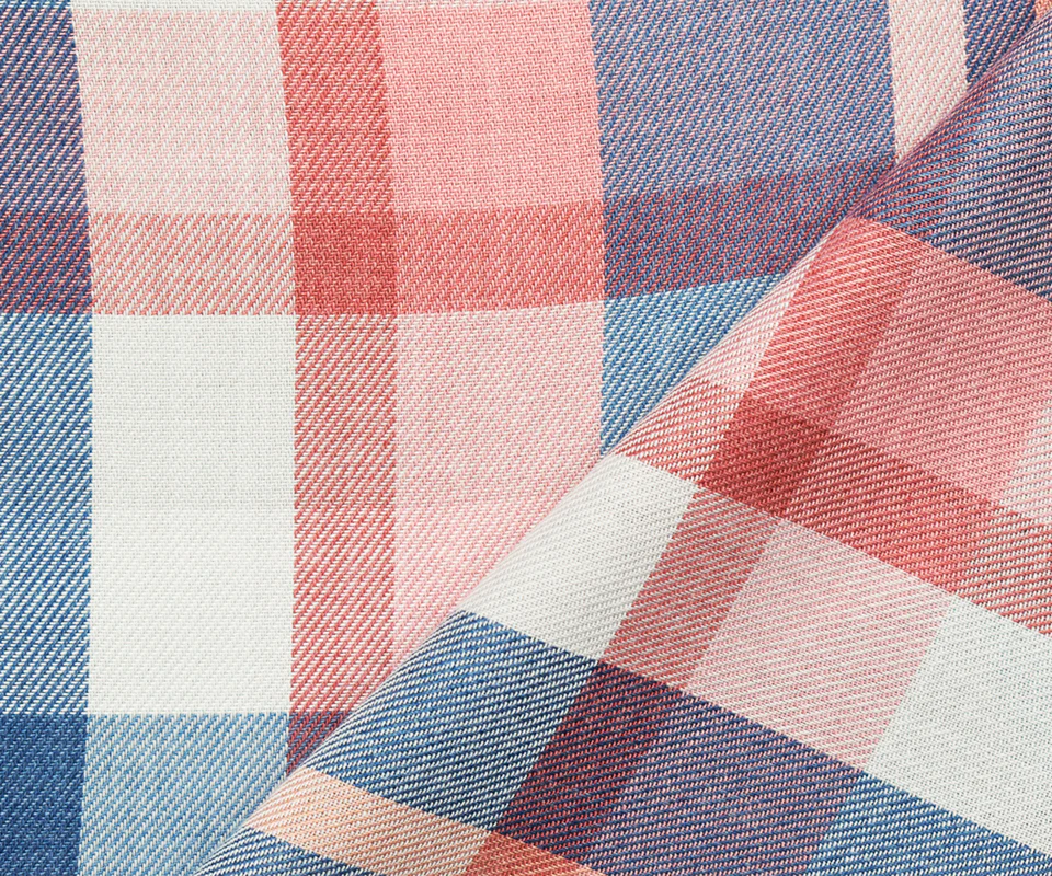 Blue-Red-Multi Rayon-Cotton Famous Maker Plaid Twill Woven Fabric - Image 2