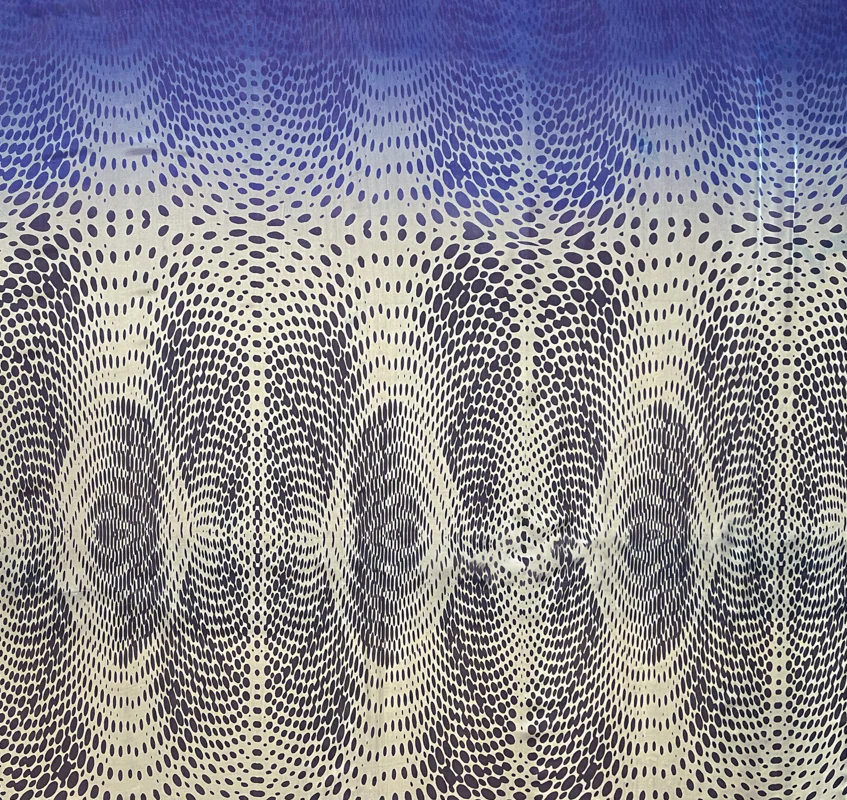 Blue Silk Abstract Dot Ombre Printed Chiffon PANEL Woven Fabric - Image 2