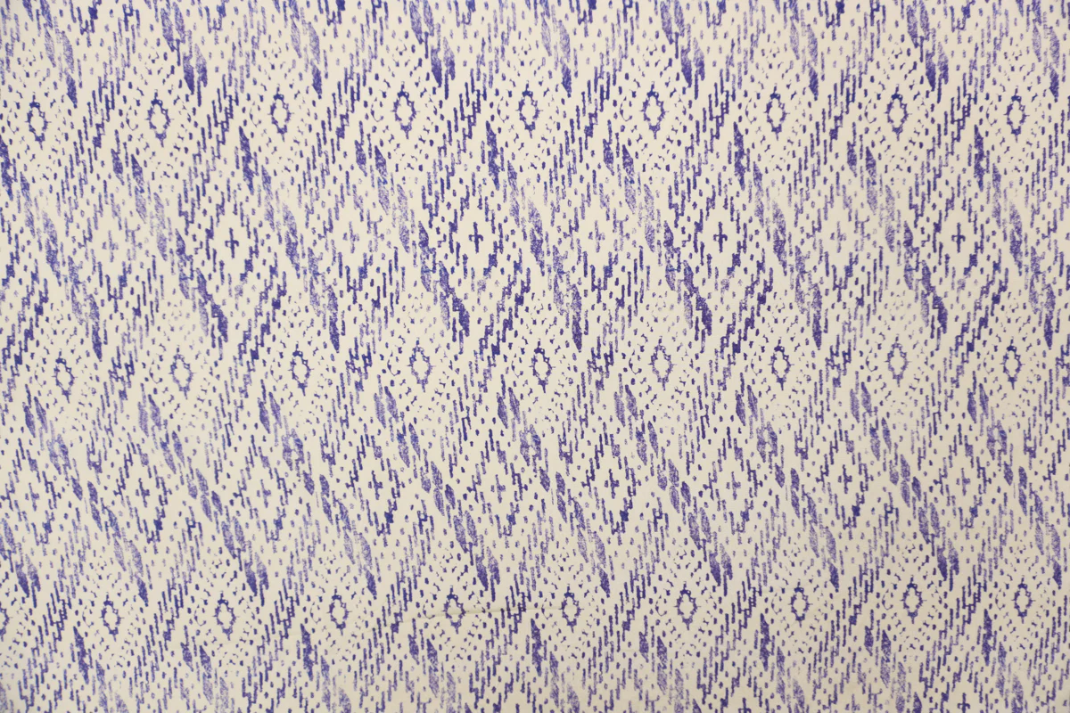 Blue Silk Diamond Aztec Printed Crepe De Chine Woven Fabric - Image 4