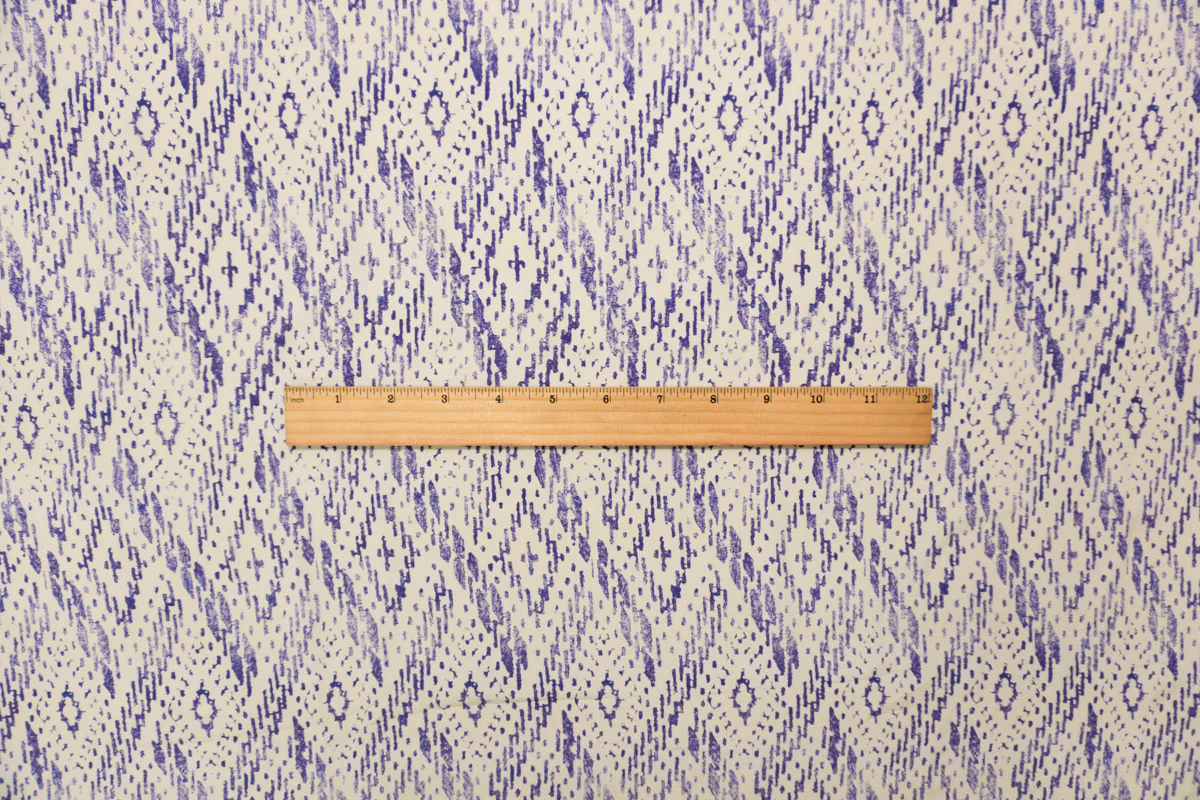 Blue Silk Diamond Aztec Printed Crepe De Chine Woven Fabric - Image 5