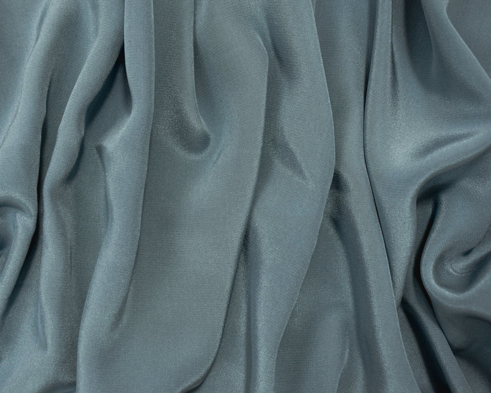 Blue Silk Famous Designer Crepe De Chine Woven Fabric - Image 3