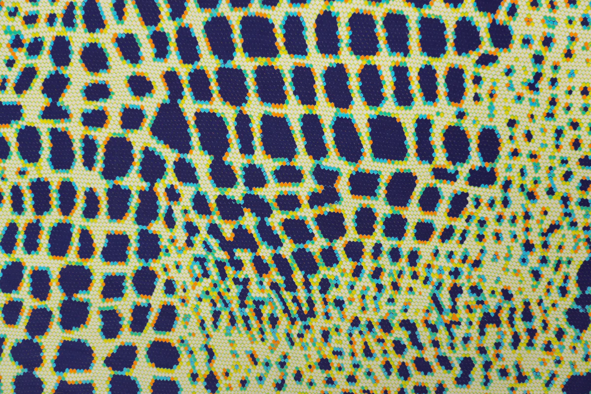 Blue Silk Honeycomb Reptile Printed Crepe De Chine Woven Fabric - Image 4
