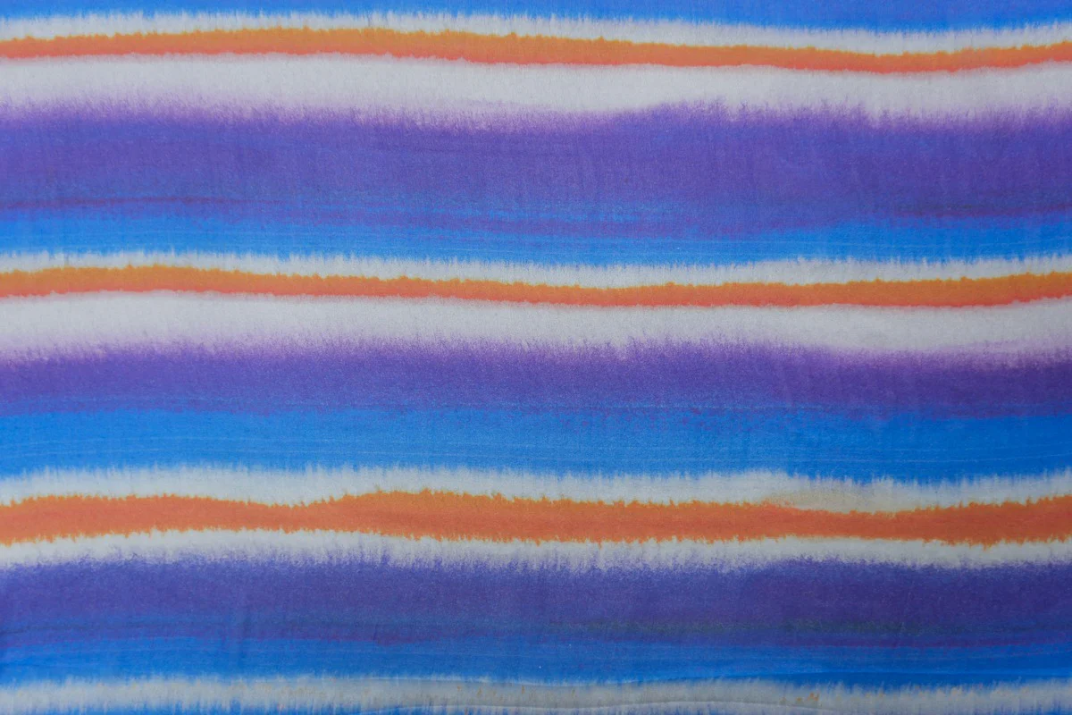 Blue Silk Stripe Printed Chiffon Woven Fabric - Image 4