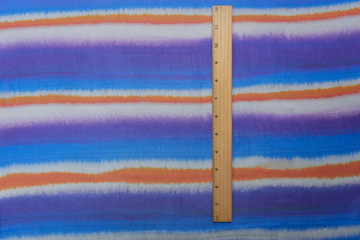 Blue Silk Stripe Printed Chiffon Woven Fabric - Image 5