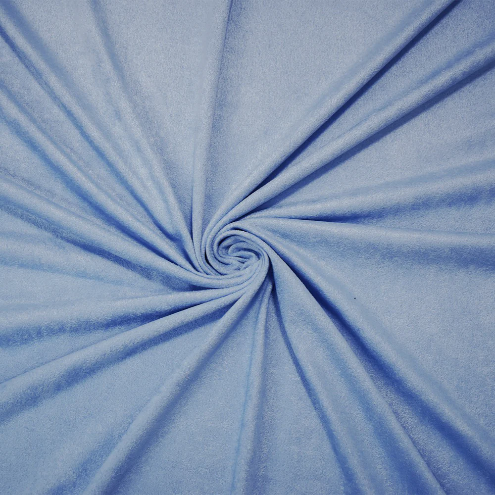 Blue Stretch Spandex Solid Microsuede Knit Fabric
