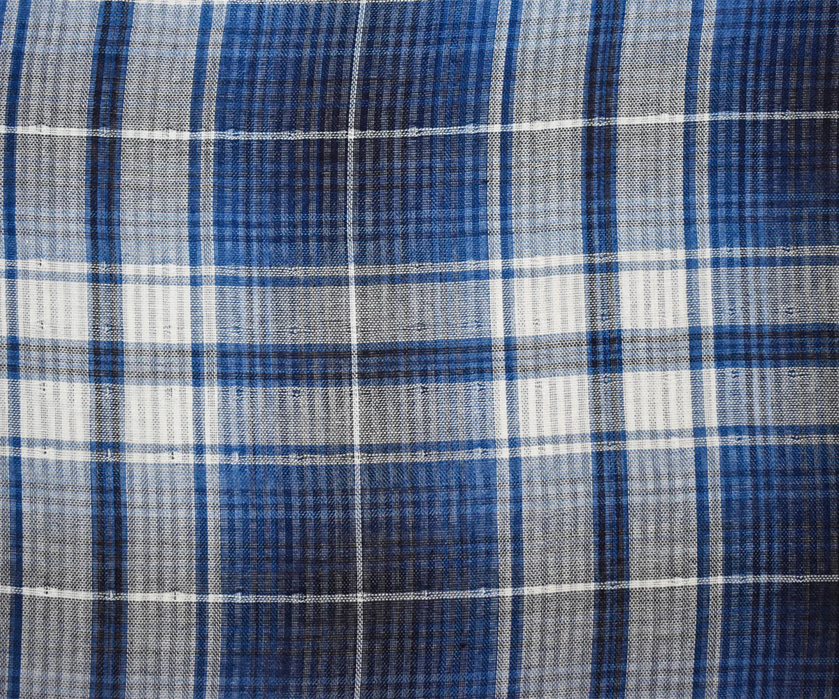 Blue-White-Black Famous Maker Cotton Plaid-Stripe Double Gauze Woven Fabric - Image 3