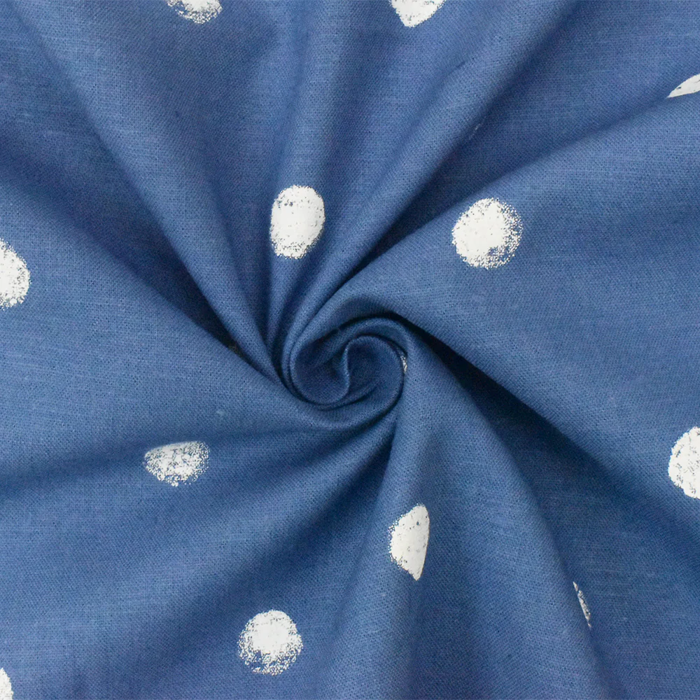 Blue-White Famous Maker Cotton Paint Dot Printed Woven Shirting Fabric - Image 3