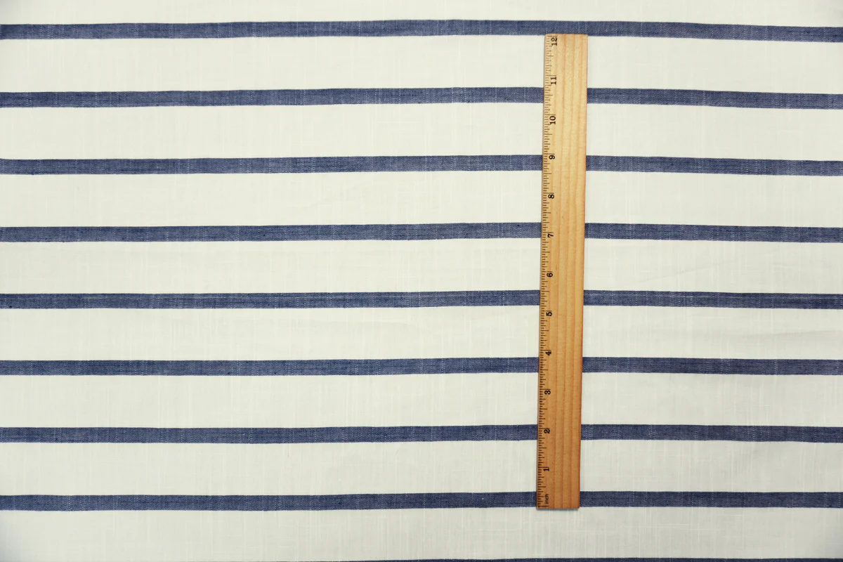 Blue-White Famous Maker Cotton Stripe Twill Slub Woven Fabric - Image 5
