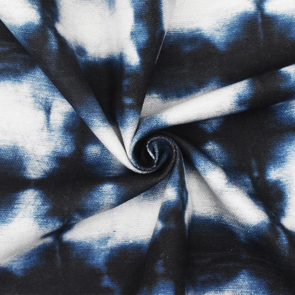 Blue-White P Kaufmann Tie Dye Printed Linen Woven Home Decorating Fabric - Image 3
