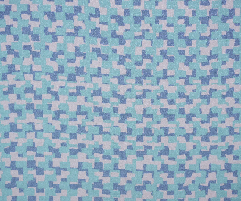 Blue-White Rayon Abstract Printed Dobby Woven Fabric - Image 3