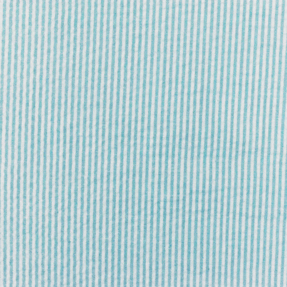Blue-White Stripe Cotton Poly Seersucker Woven Fabric - Image 4