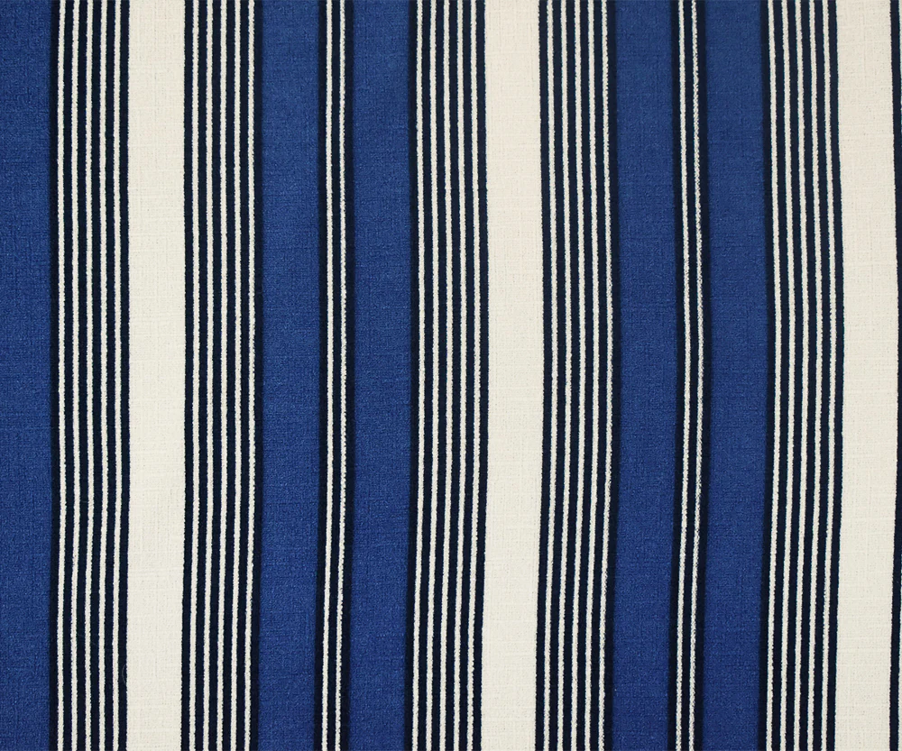 Blue-White Stripe Printed Poly Stretch Crepe Momie Woven Fabric - Image 3
