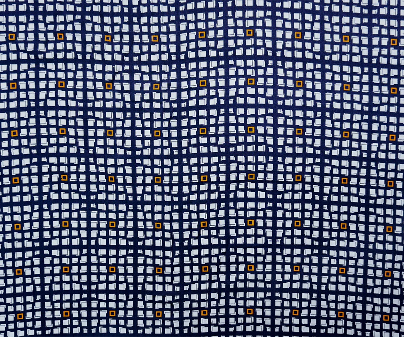 Blue-White-Yellow Rayon Geometry Printed Twill Woven Fabric - Image 3