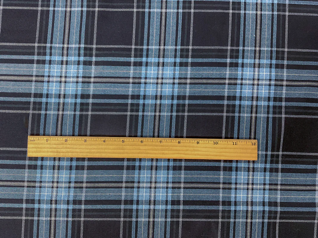 Blue Wool-Poly Paid Twill Woven Suiting Fabric - Image 4