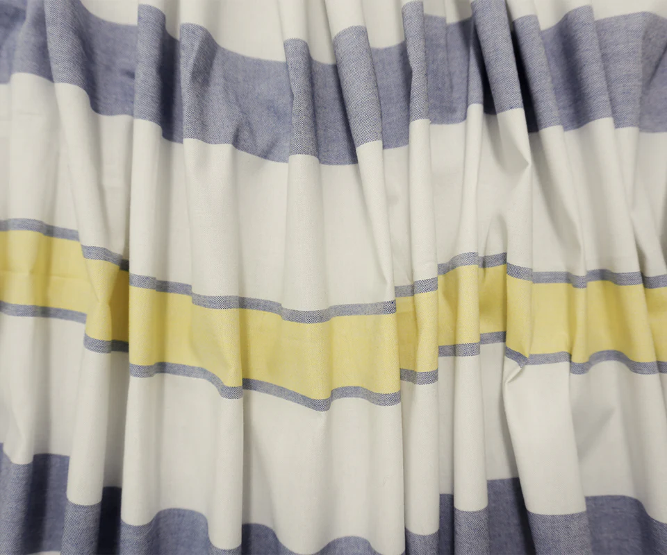 Blue-Yellow-White Famous Maker Cotton Stripe Oxford Woven Fabric - Image 3