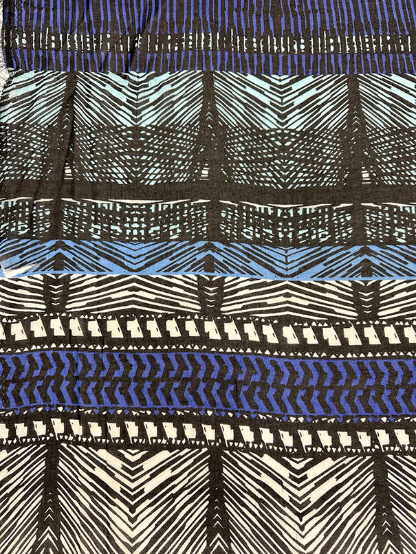 Blue Zebra Stripe Print Poly Print Chiffon Fabric - Image 2