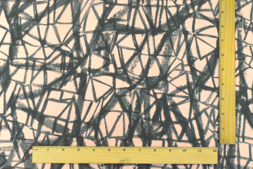 Blush-Gray Famous Designer Abstract Print Silk Crepe De Chine Woven Fabric - Image 5