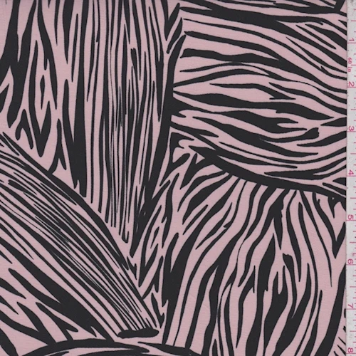 Blush Pink/Black Zebra Print Crepe Faille Fabric