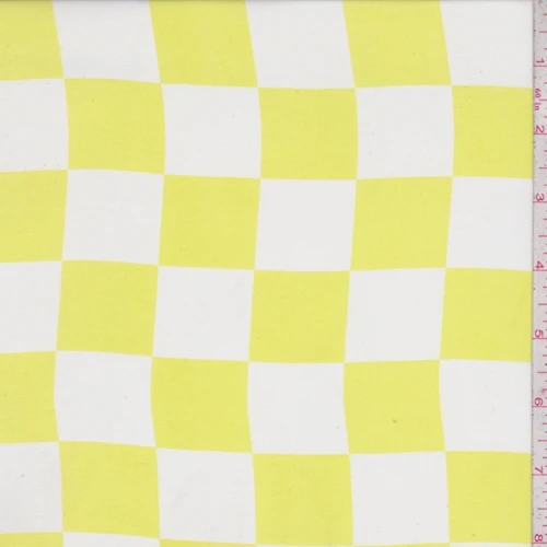Bright Lemon/White Check Georgette Fabric