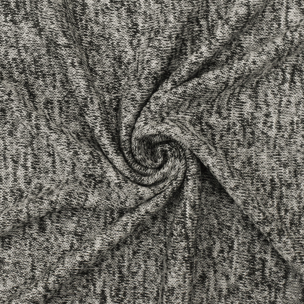 Bright White-Black-Gray Texture Stretch Jersey Knit Fabric - Image 2
