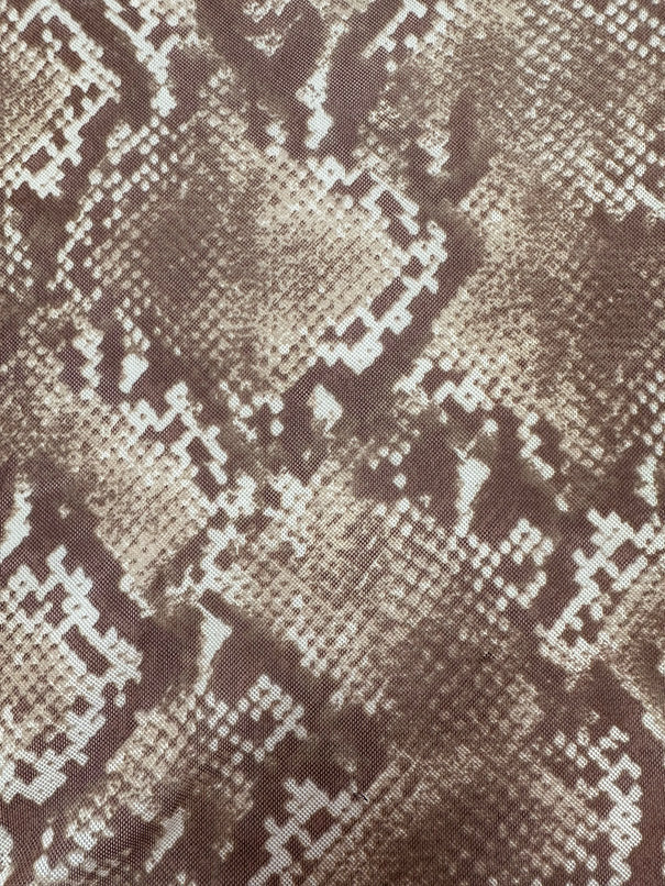 Brown and Beige Multi Print Snakeskin Stretch Mesh Fabric - Image 2