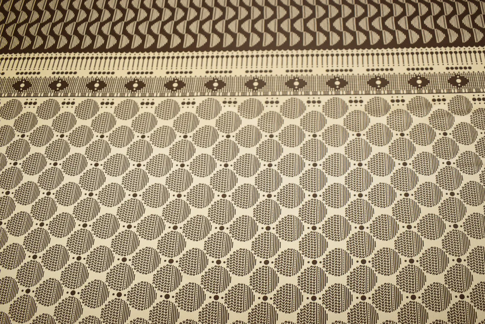 Brown-Beige Dot Striped Pattern Printed Stretch Silk Jersey Knit Fabric - Image 2