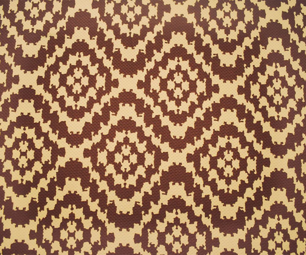 Brown-Beige Poly Abstract Diamond Print Stretch Spandex Bullet Knit Fabric - Image 4