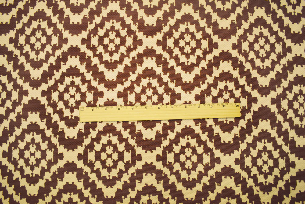 Brown-Beige Poly Abstract Diamond Print Stretch Spandex Bullet Knit Fabric - Image 5
