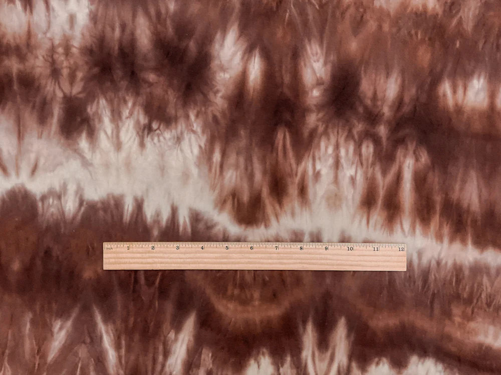 Brown-Beige Poly Stretch Spandex Tie Dye Double Brushed Jersey Knit Fabric - Image 5